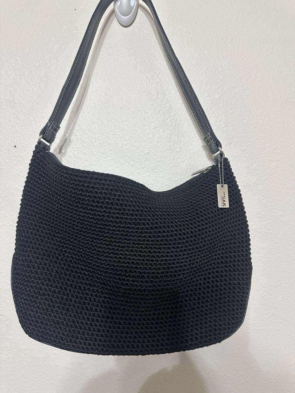 The Sak Black woven mini shoulder bag. Y2K. Black lining